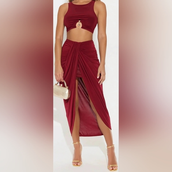 Fashion Nova Dresses & Skirts - Fashion Nova Deep Red Skirt Set